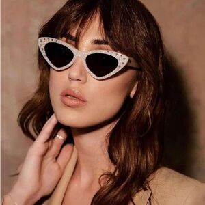 Moschino White and Black Cat-Eye Sunglasses